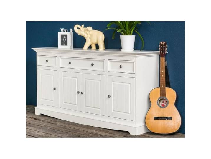 Lomadox Wohnzimmer Esszimmer Sideboard 167cm Anrichte, Massivholz in weiß