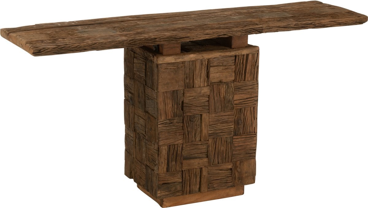 J-Line console Woody in naturel hout voor de hal
