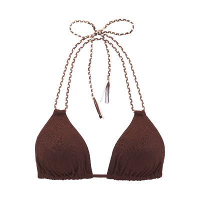 Triangel-Bikini-Top S.OLIVER "Ada", Damen, Gr. 40, Cup A/B, braun (kaffee), Recycling-Polyamid, Strukturmuster, Bikini-Oberteile, in gemusterter Strukturware