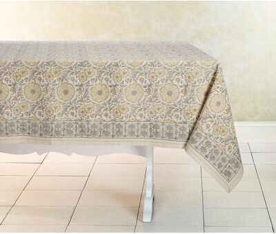 BLOOM Tablecloth   Handmade   100% Cotton   Artisan-Made   Hand Block Printed   Fair Trade   by Sustainable Threads
