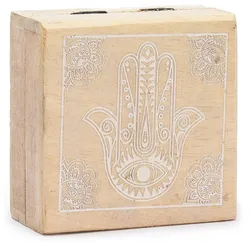 Small Square Box 10x10x4.2cm - Hamsa Whitewash