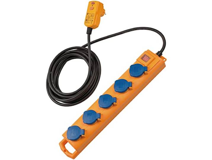 Brennenstuhl 1159900805 Super-Solid SL 544 D FI Bloc multiprise IP54 5 Prises Jaune/Bleu