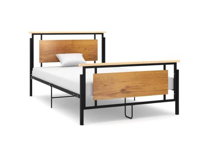 RJPLMFV Bettgestell aus Metall, 120 x 200 cm Konstruktion aus massivem Eichenholz und MDF, inklusive Lattenrost, robust und langlebig