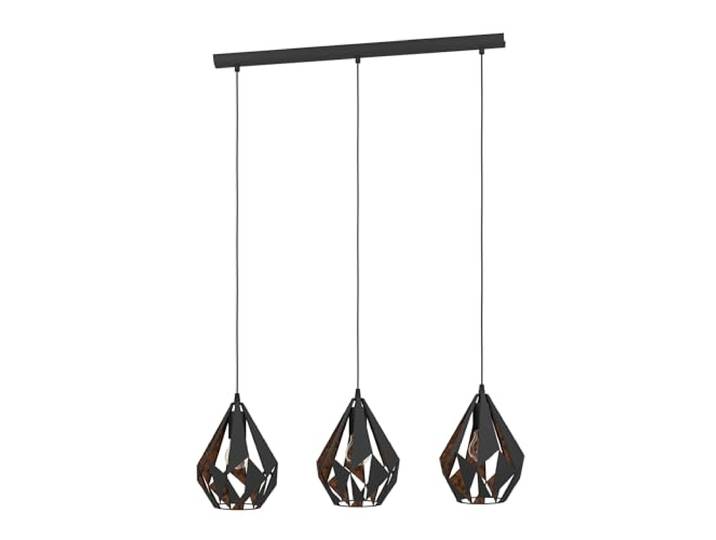 Eglo Suspension Carlton 1\, lustre vintage à 3 lampes\, luminaire intérieur rétro avec abat-jour suspendus en acier noir et cuivre\, douille E27