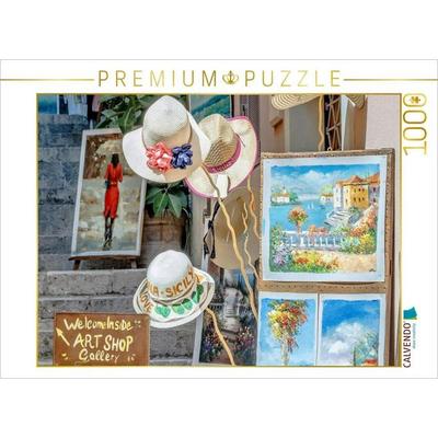CALVENDO Puzzle Kunst Galerie in Taormina in Sizilien | 1000 Teile Lege-Größe 64x48cm Foto-Puzzle für glückliche Stunden