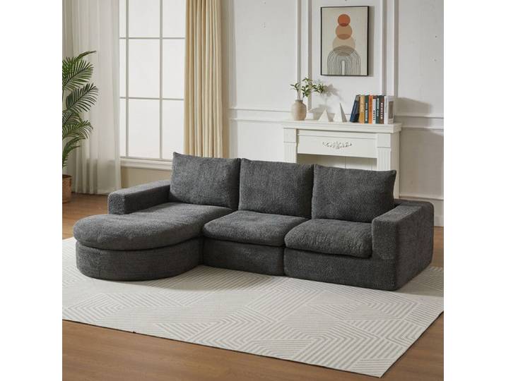 DRIPEX Canapé modulable combinable avec éléments courbés canapé d'angle compressé Gris 251×160×81cm