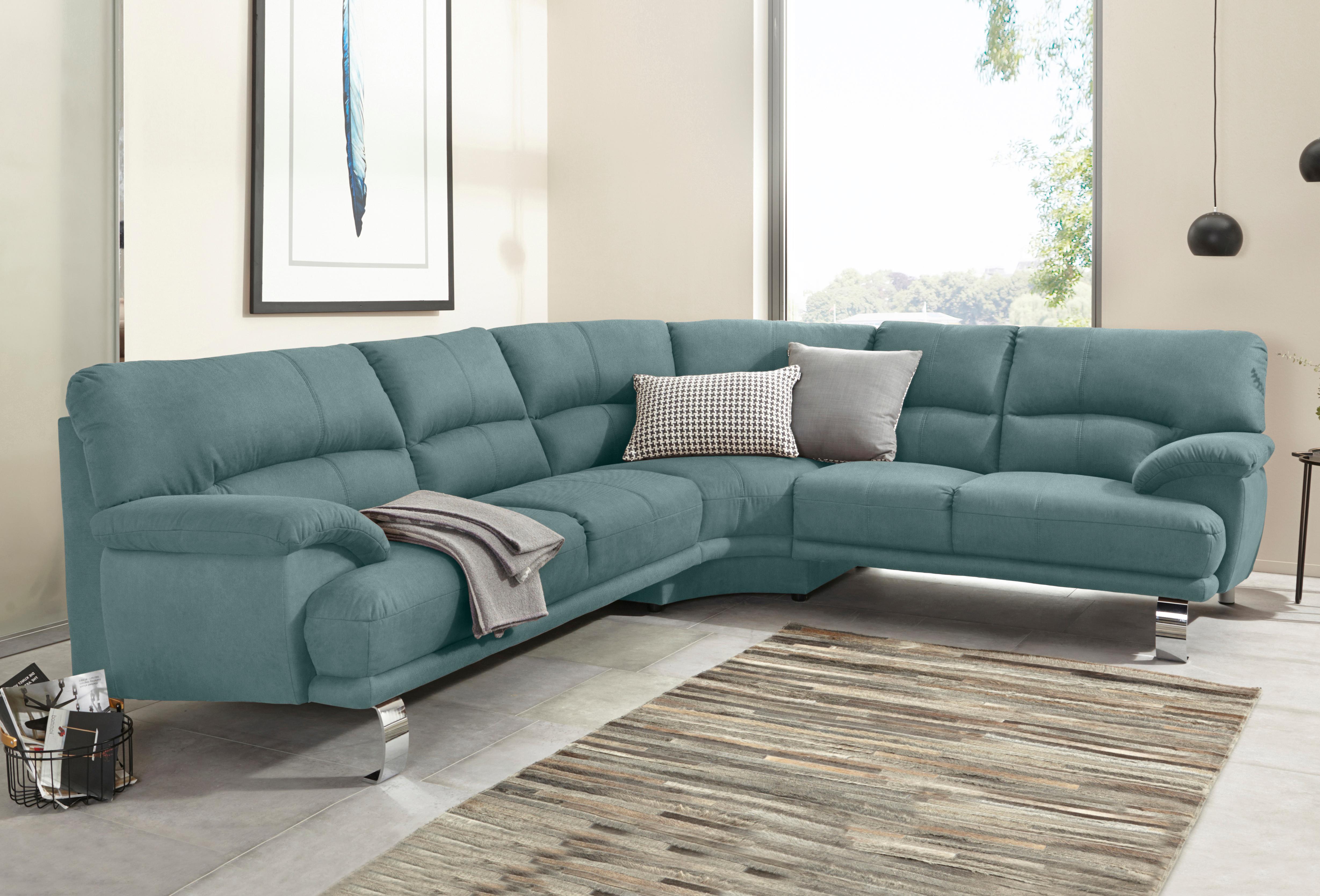 Ecksofa TRENDMANUFAKTUR "Cecilia II, in italienischen Design, bequem, hoher Sitzkomfort, L-Form", grün (mint), B:280cm H:87cm T:240cm, Microfaser Vintage (100% Polyester);Struktur (100% Polyester);Struktur fein (100% Polyester), Sofas, Ecksofa, extrabreit