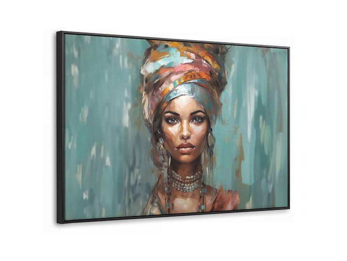 LEINWAND Bilder mit Rahmen - Frau - Kunst - Schmuck - Porträt - 140x90