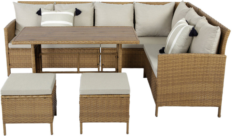 Latitude Run Wicker 7 - Person Garden Lounge Set with Cushions Brown/Beige 7