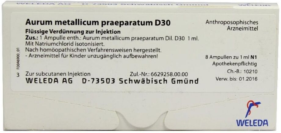 Aurum Metallicum Praep. D30 Ampullen