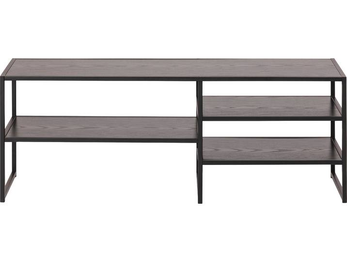 TV-Schrank ACTONA GROUP, schwarz (esche schwarz, matt schwarz), B:120cm H:46cm T:33cm, Melamin, Metall, Schränke, TV-Schrank, Metallgestell im Industrie-Look, 3 Einlegeböden, Breite 120 cm