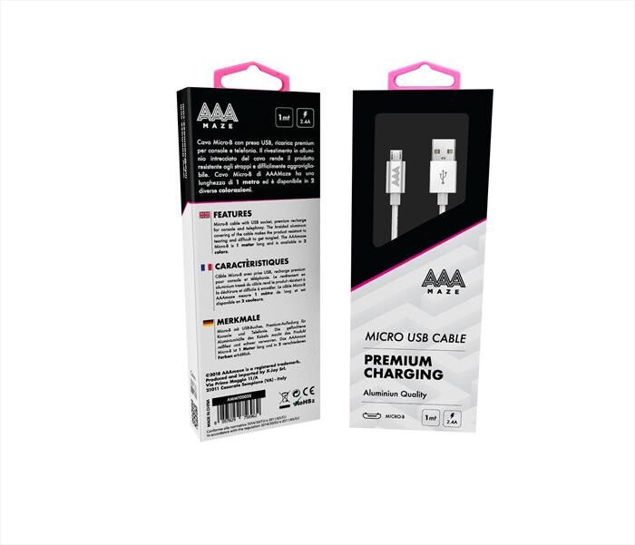 AAAMAZE Micro Usb Cable 1m-silver