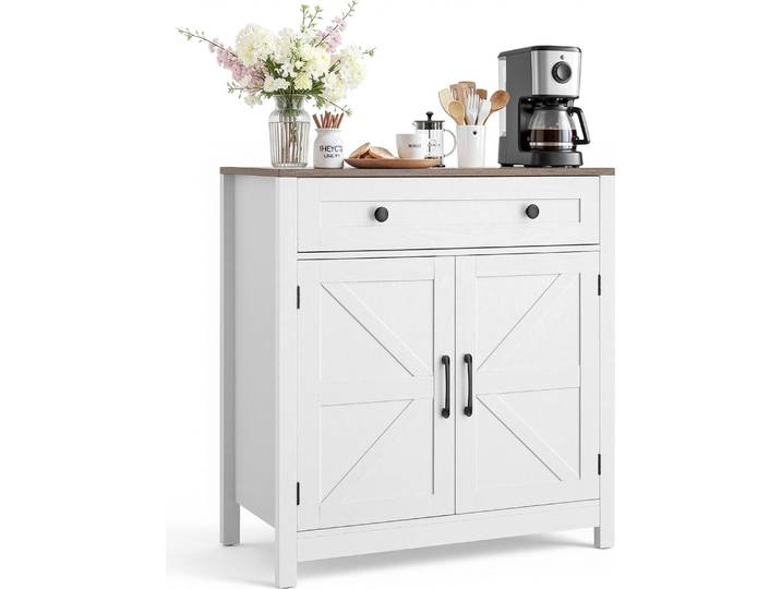Buffet VEVOR Armoire de cuisine avec tiroirs\, armoire buffet style campagnard pour le salon entrée cuisine\, armoire de rangement 75 x 37\,5 x 80 cm buffet de cuisine armoire buffet blanc + marron