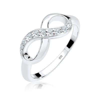 Verlobungsring ELLI DIAMONDS "Ring Infinity Diamant Weiß Brillantschliff (0.12 ct) 925 Sterling Silber" Gr. 56, weiß, Fingerringe, Damen, 56, Silber 925 (Sterlingsilber), Verlobungsring