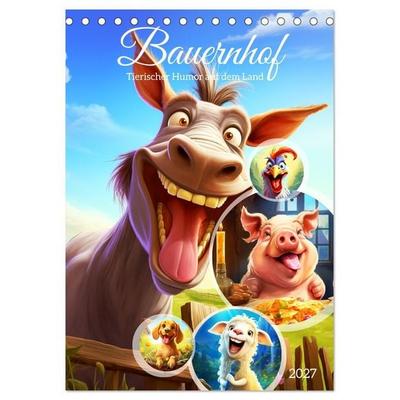 Bauernhof. Tierischer Humor auf dem Land (Tischkalender 2027 DIN A5 hoch), CALVENDO Monatskalender