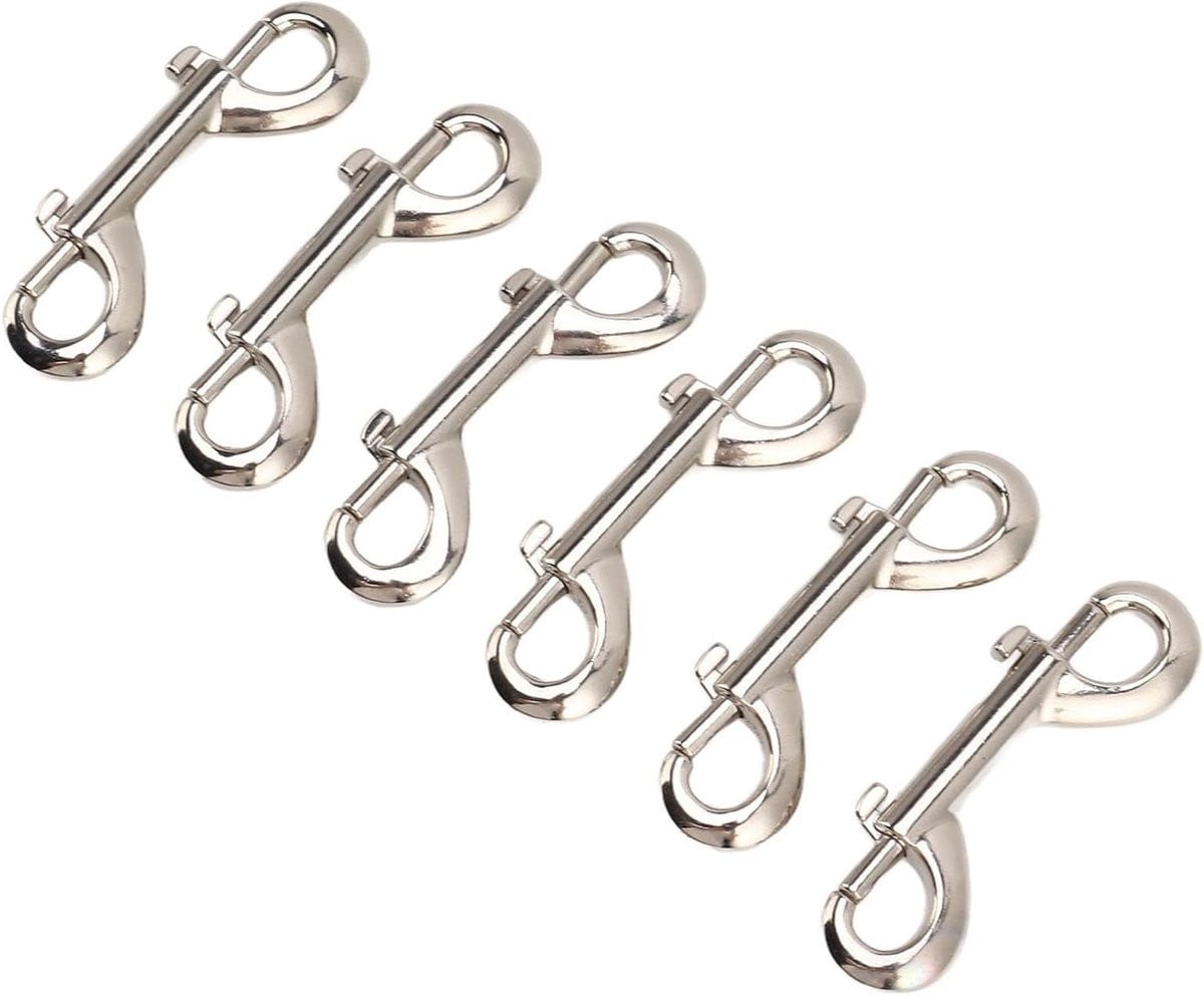 Set van 6 zilverkleurige dubbele sleutelring haken van zinklegering