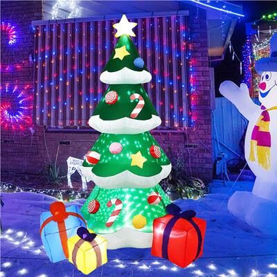 PRiME Christmas Inflatable Xmas Tree With LED Lights, Outdoor Ornament, Holiday Party Decoration, New Year Indoor Christmas us Plug