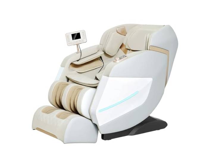 Relaxora Massagesessel 3D Zero Gravity SL Track Ganzkörper-Shiatsu-Massage mit Fußrollen Bluetooth Wärmetherapie Wadenknetmassage Airbag-Massage Stretch (Beige)