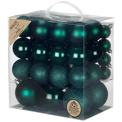 54 Weihnachtskugeln Kunststoff 4-8cm Mix bruchsichere Christbaumkugeln Weihnachtsbaumkugeln Set Christbaumschmuck Weihnachtsbaumschmuck Uni Dunkelgrün
