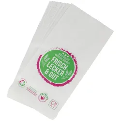 DayBays 3000 Stk. Bäckerfaltenbeutel 15+7x42 cm Typ 428 mit neutralem Druck Kraftpapier weiss gefädelt