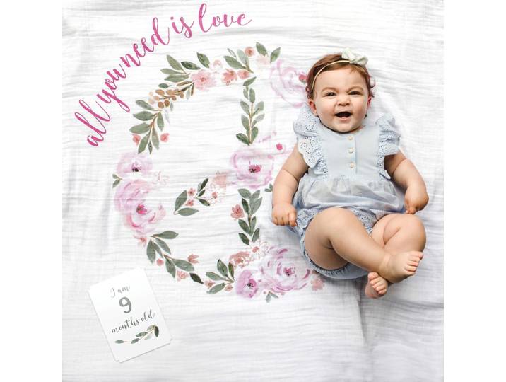 Lulujo Baby's First Year - swaddle & cards - All you need is Love