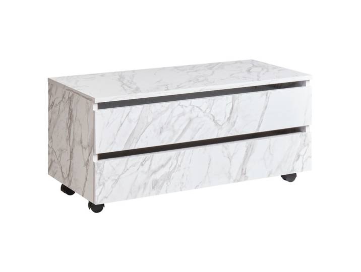 BADEZIMMERSCHRANK mit Rädern 80 cm Weißer Marmor Teresina