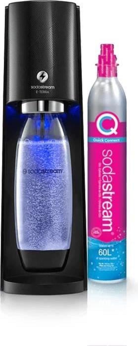 SodaStream E-Terra bruiswatermaker met vaatwasserbestendige fles en 1 x 60L gasrefill, zwart