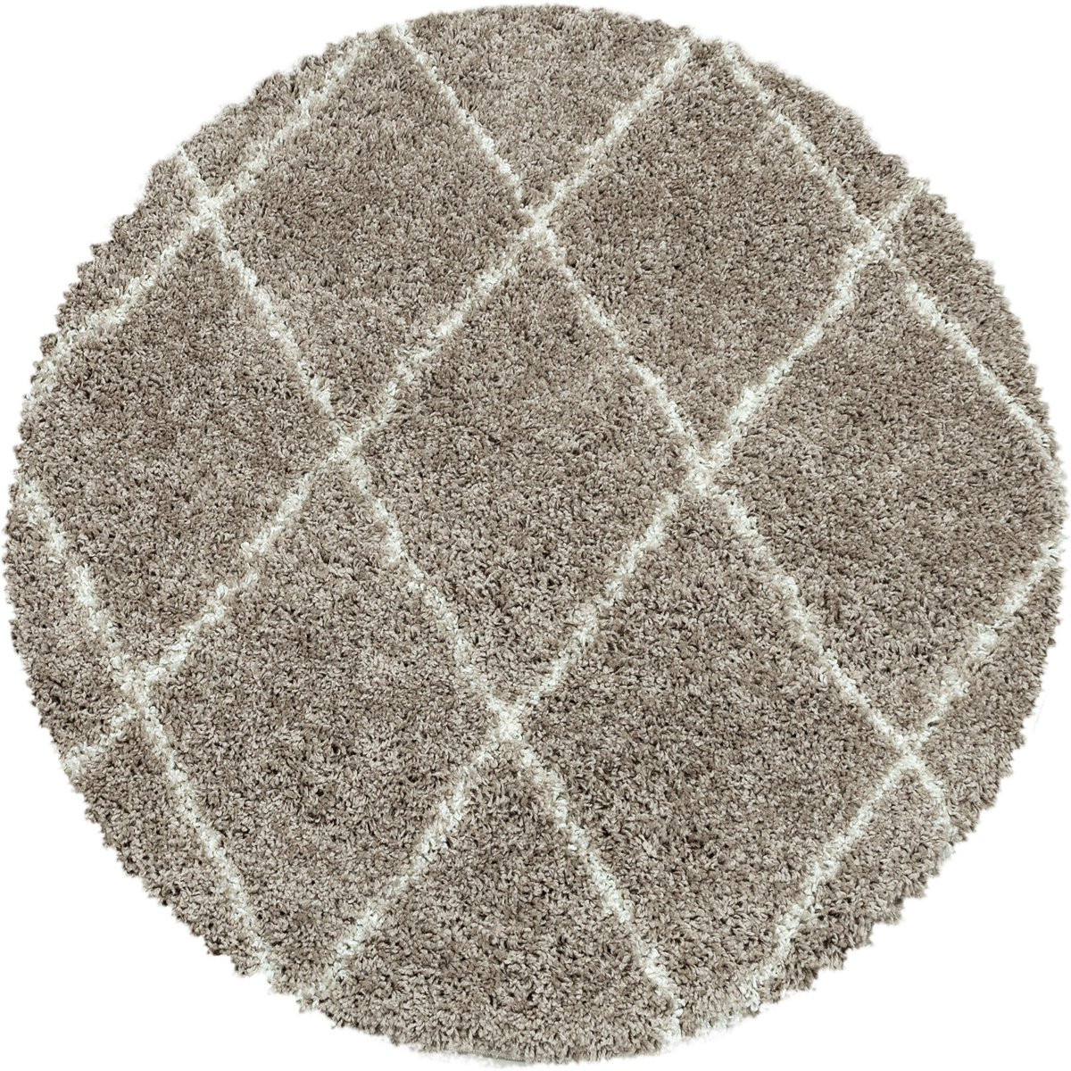 Adana Carpets Agadir Lines Rond Berber Vloerkleed - Beige Creme - Ø 160 cm