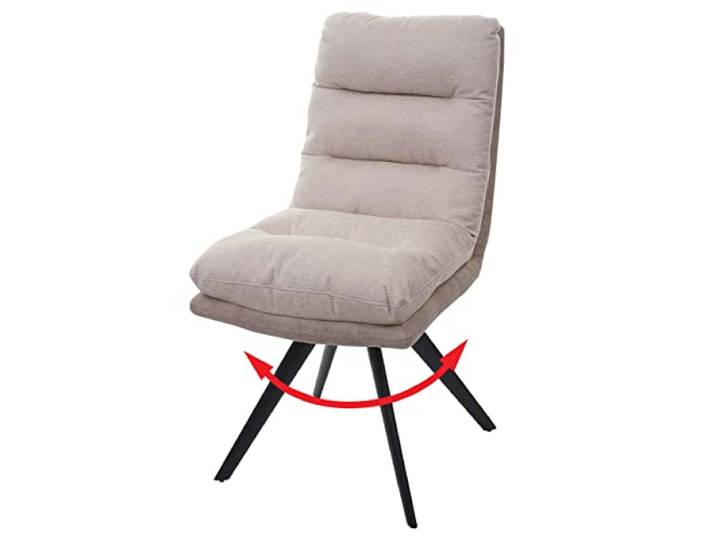 Mendler Esszimmerstuhl HWC-G66 Stoff - Creme Küchenstuhl, Stuhl, drehbar Auto-Position, MVG, Textil