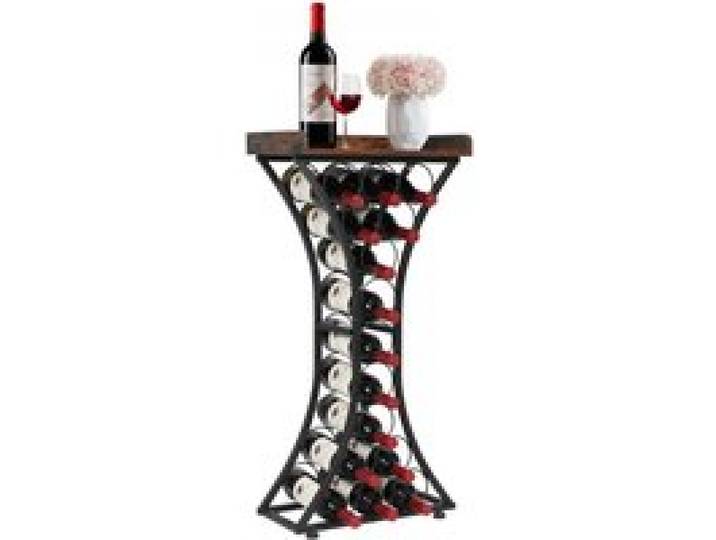 VEVOR Weinregal für 15 Flaschen, freistehendes Flaschenregal mit 20 kg Gesamtbelastbarkeit & Glashalter & Holzplatte, Weinflaschenständer für Küche Weinkeller Bar Wohnzimmer, Weinflaschenhalter Schwarz