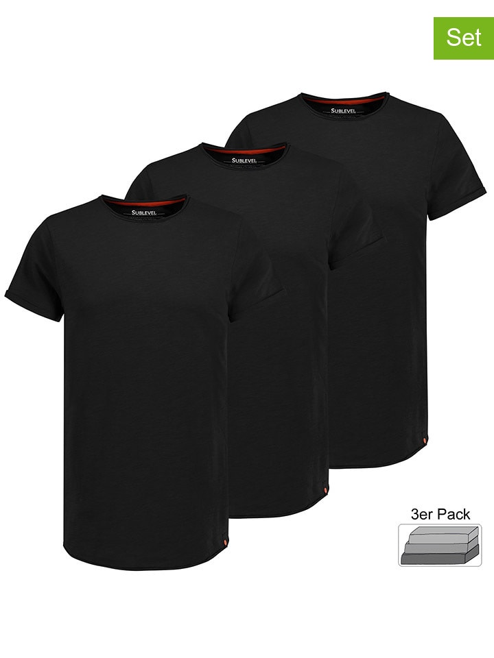 Authentic Style 3er-Set: Shirts in Schwarz - L