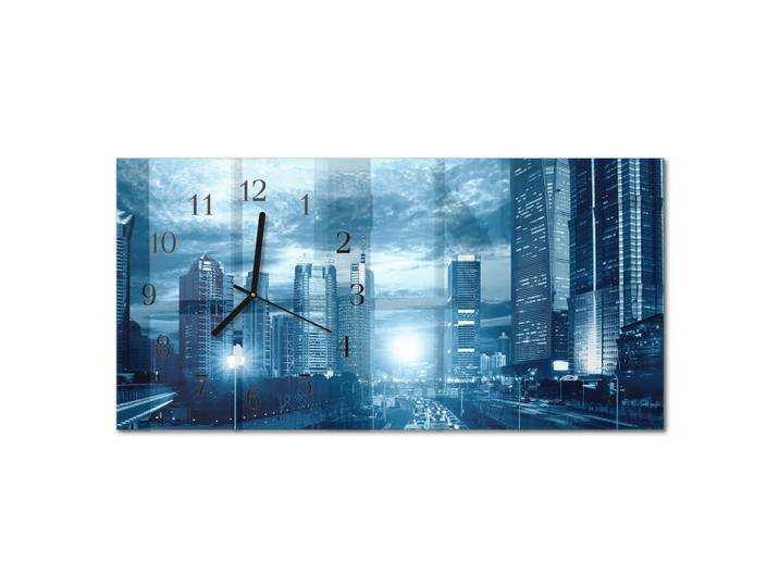 Tulup Wanduhr 60x30 cm - Strand Meer, Blau, Glas, Rechteckig, 60x30x0.4 cm, Dekoration, Uhren, Wanduhren