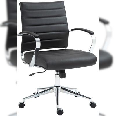 DELUKE® Bürostuhl Ergonomisch EVOK Schreibtischstuhl Echtleder Höhenverstellbarer Drehstuhl Chefsessel, Computerstuhl 130 kg Schwarz