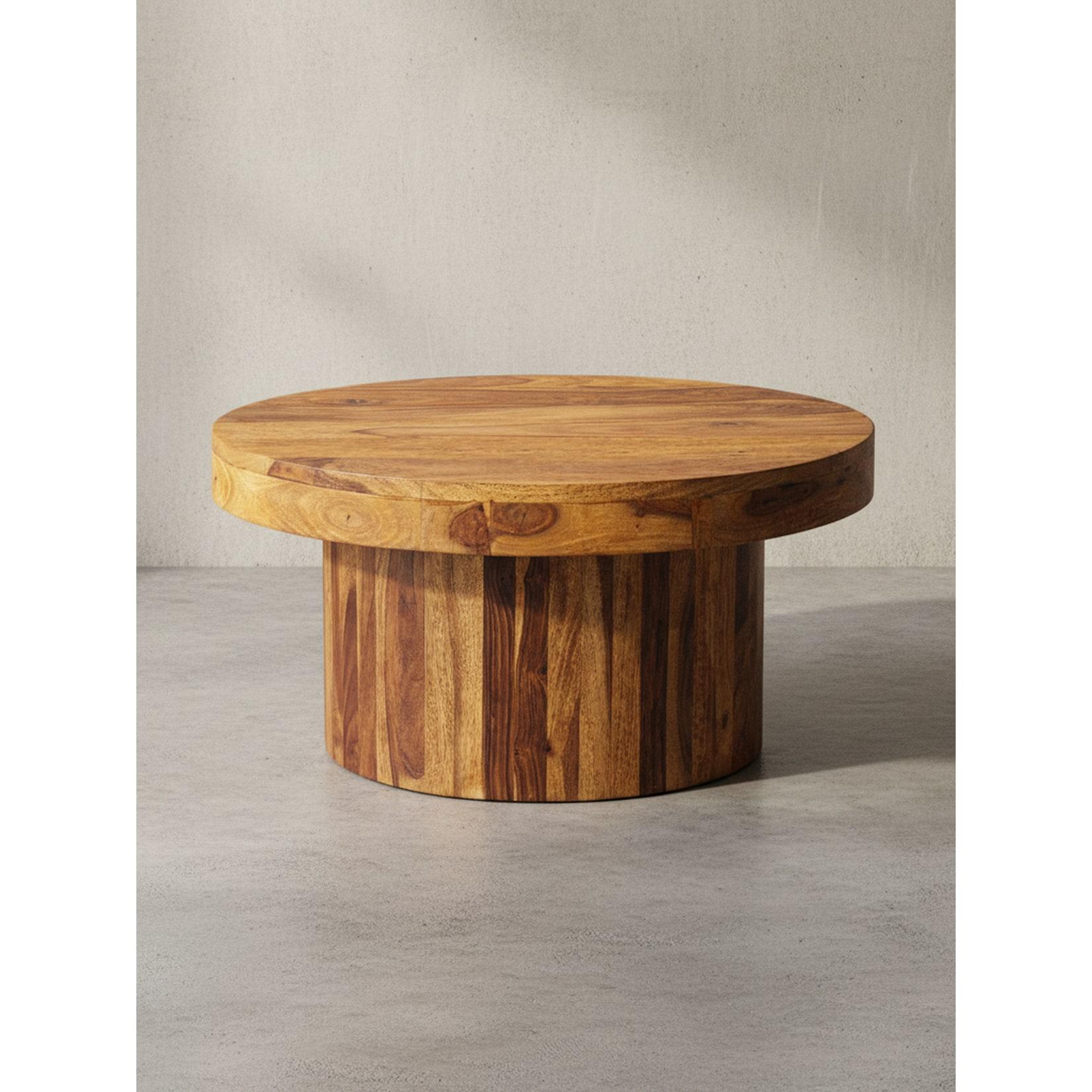 Couchtisch rund aus Massivholz in Braun, 60x30x60 cm