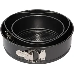 3-teiliges Springformen-Set aus Karbonstahl, schwarz, antihaftbeschichtet – 2 x Rund & Herzform, Backformen für Kuchen, Torten, Backzubehör