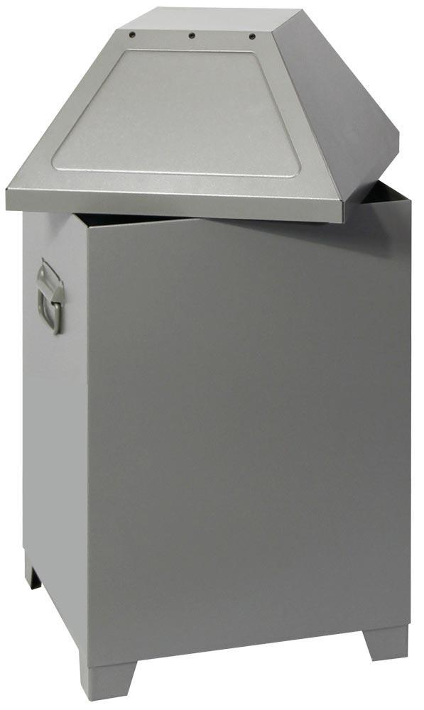 Abfallbehälter, BxTxH 450x450x870 mm, Volumen 95 Liter, abnehm. Oberteil, ohne Innbeh., graualumimium
