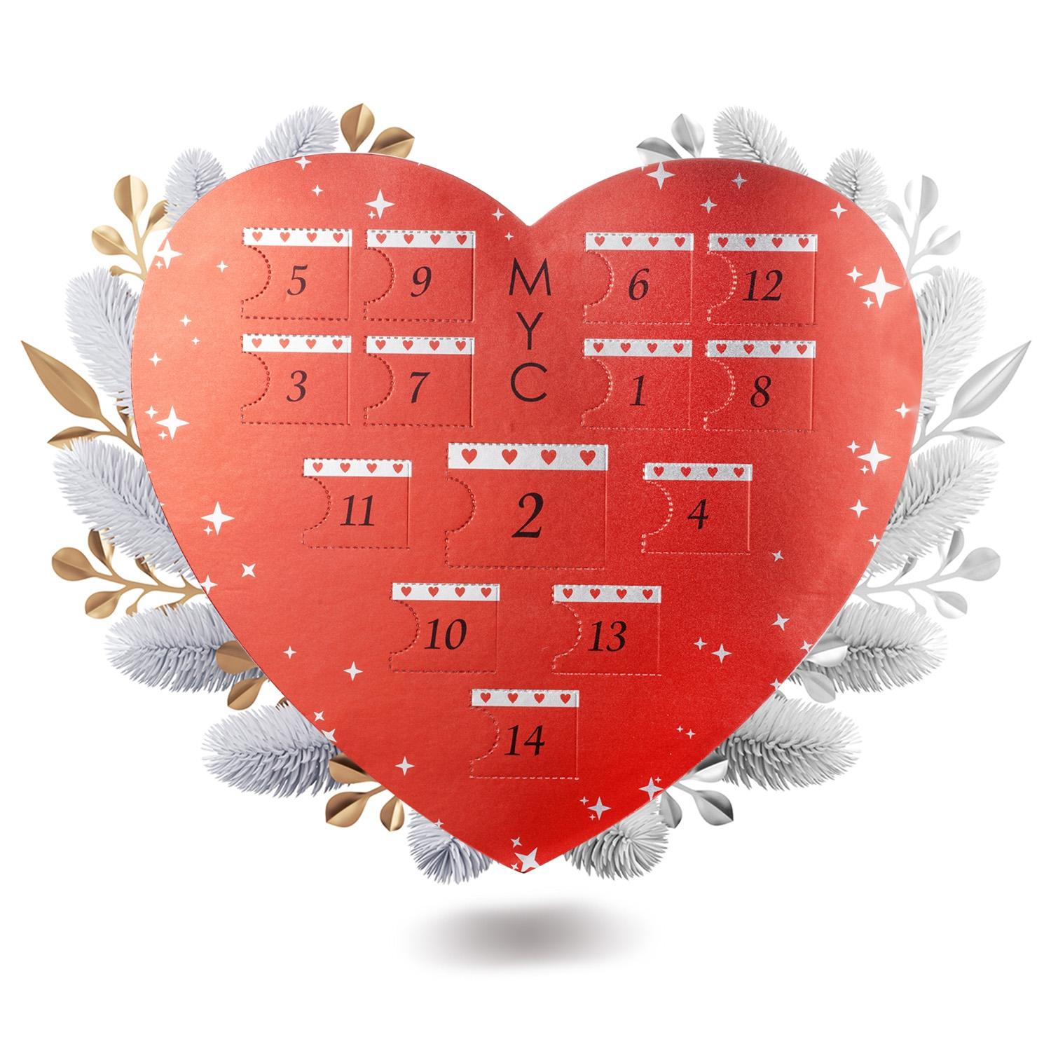 Surprise Heart Adventskalender - 14 juwelen - Goud, roségoud, zilver en kristal