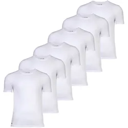 LACOSTE Herren T-Shirts, 6er Pack - Essentials, Rundhals, Slim Fit, Baumwolle, einfarbig Weiß / 2XL