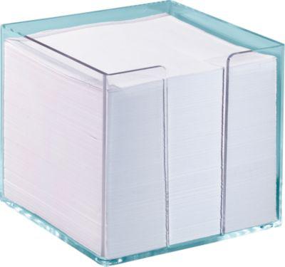 Zettelbox, inkl. 700 Notizzettel, transparent, 95x95x95 mm, Blattfarbe weiß