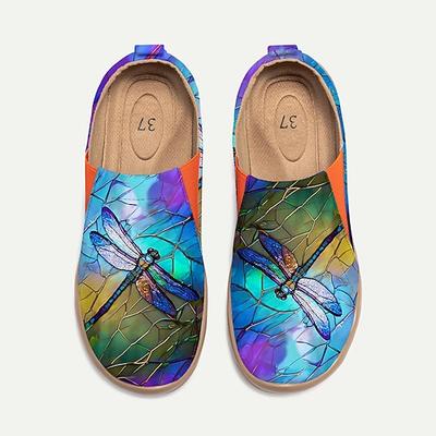 Damen Turnschuhe Flache Schuhe Slip-Ons Schuhe bedrucken Slip-on-Sneakers Täglich Reise Bemalt Insekt Flacher Absatz Urlaub Brautkleider schlicht Komfort Leinwand Halbschuhe Blau