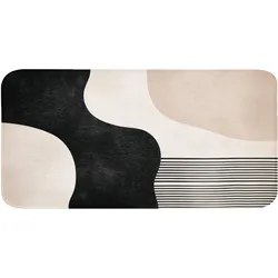 BADEMATTE Abstrakt - Japandi - Beige - Modern Badezimmerteppich 120x60 cm