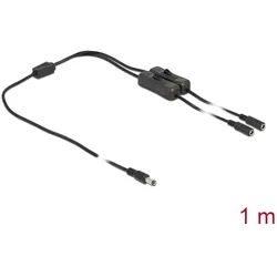 Delock Kabel DC 5,5 x 2,1 mm Stecker zu 2 x DC Buchse mit Schalter 1 m