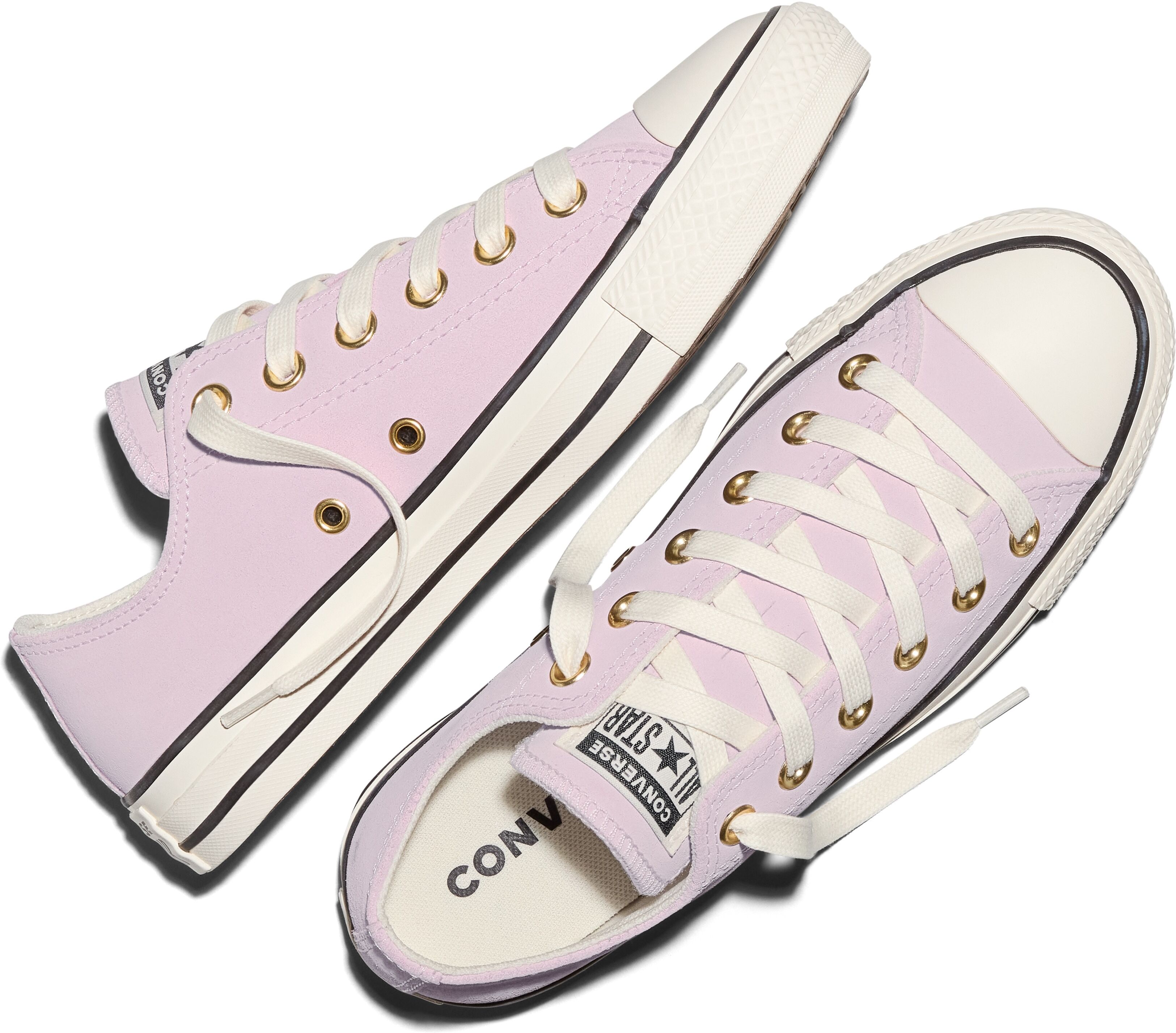 Sneaker CONVERSE "CHUCK TAYLOR ALL STAR SUEDE", Damen, Gr. 42,5, rosa (new found bloom, gold, egret), Leder, Schuhe Sneaker new found bloom, gold, egret 42,5