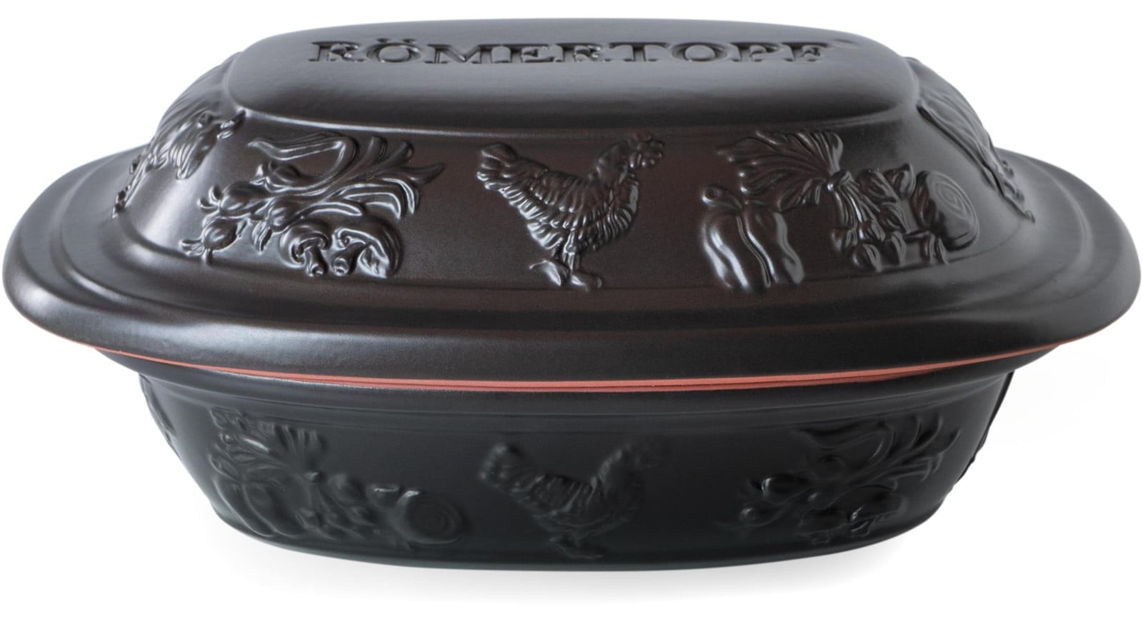 Römertopf Rustico keramische braadpan met deksel, zwart, 1,2 liter