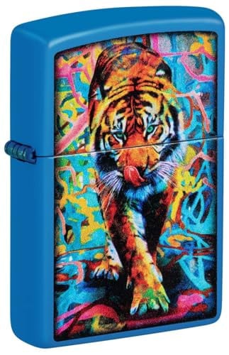 Zippo aansteker met blauwe matte tijgerprint 60006859