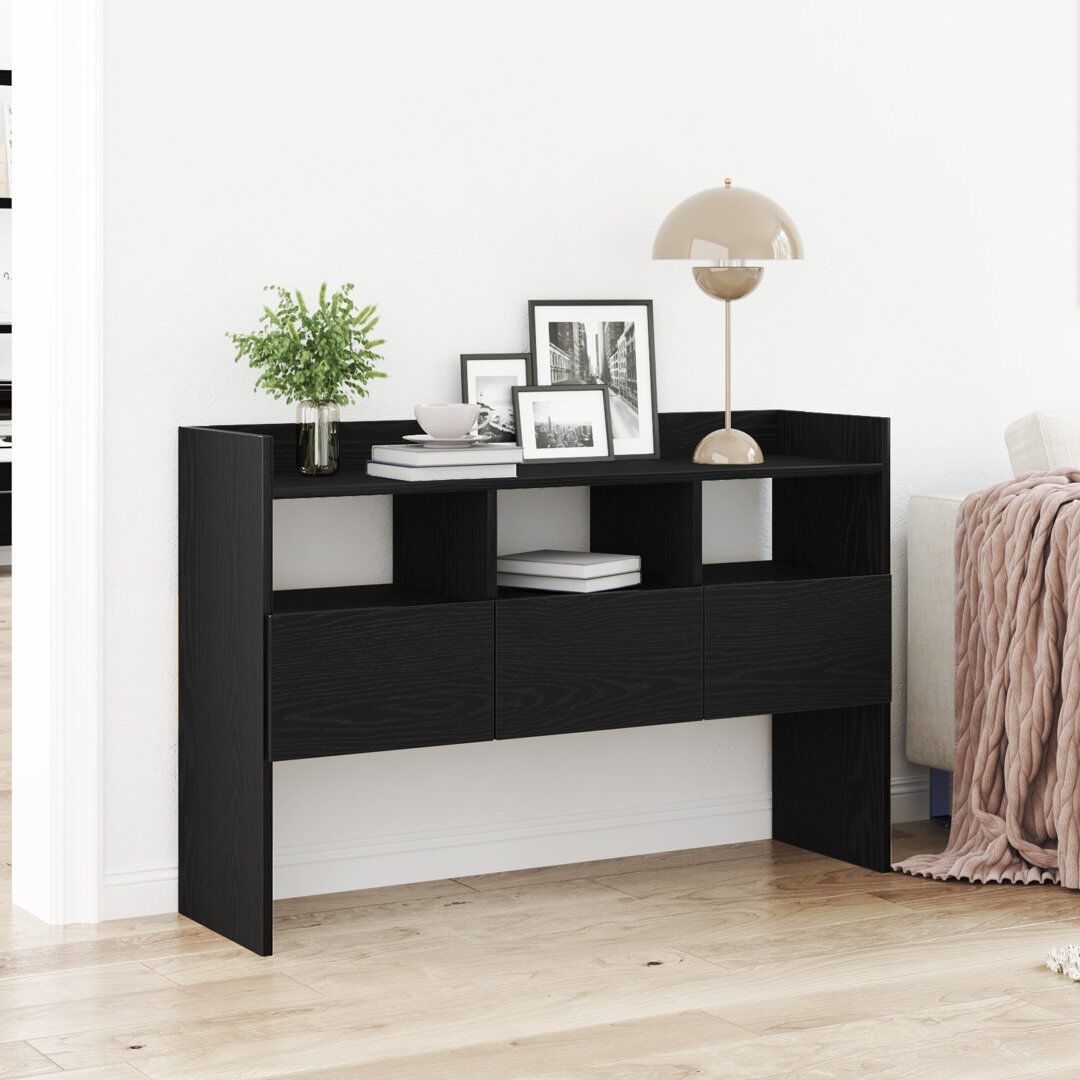 17 Stories 105cm Solid Wood Sideboard Black 70cm H X 105cm W X 30cm D