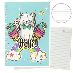 Notizbuch Notizheft liniert Katze Einhorn Eis Regenbogen türkis A5 60 Blatt