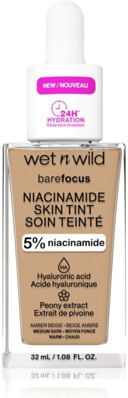 Wet n Wild BareFocus Niacinamide Skin Tint lightweight tinted moisturiser shade Amber Beige (Warm) 32 ml
