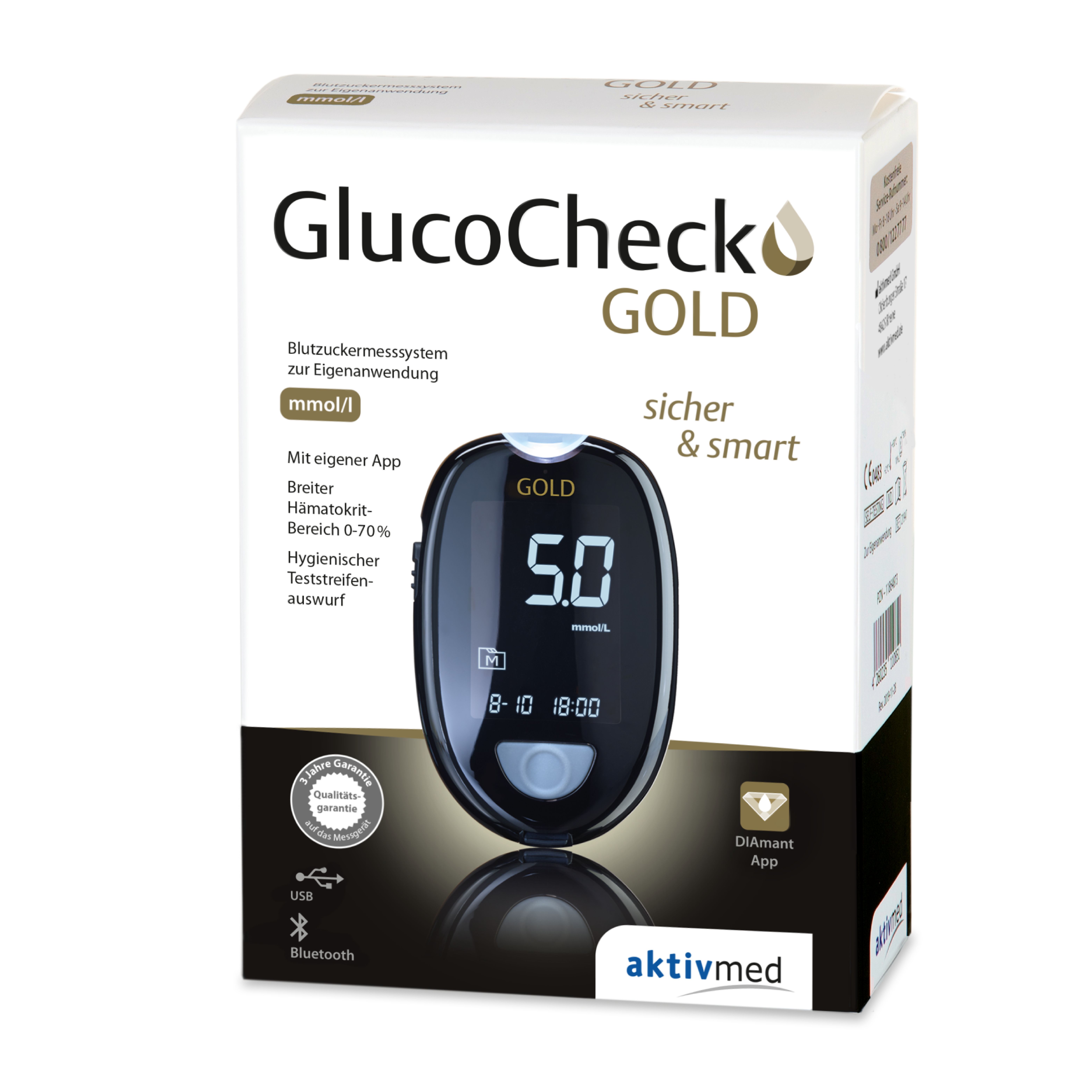 Glucocheck Gold Blutzuckermessgerät Set mmol/l 1 St Gerät