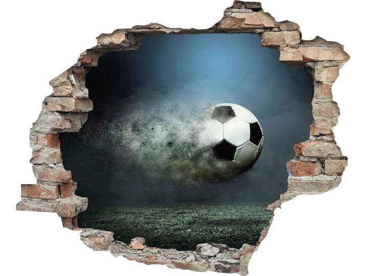 Wandtattoo QUEENCE Fussball , bunt, B:60cm H:50cm T:0,1cm, Wandtattoos, Wandtattoo, Wandsticker, Wandbild, selbstklebend, 3D, Wanddurchbruch